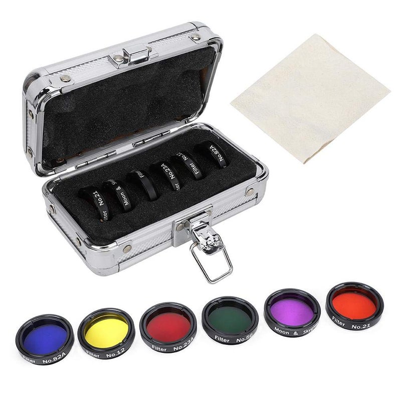 Qiterr 6 PCS 1.25Inch Colorful Telescope Filter Kit, Telescope Moon Filter with Storage Box for Telescopes Eyepieces Astronomical Telescope Accessories Color Filter Moon Nebula Filter Filter - Image 1